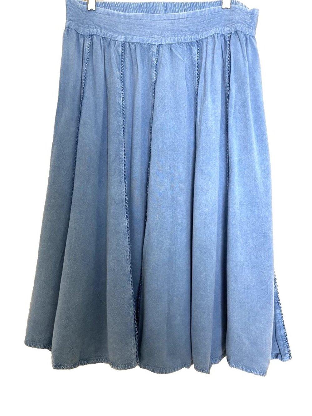 Studio West Apparel Chambray A-line Skirt Large Pull On Elastic Waist
